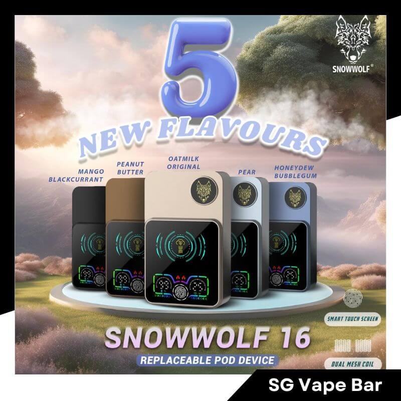 SGVape-SNOWWOLF-16K-5-NEW-Flavors-_MANGO-BLACKCURRANT_-_PEANUT-BUTTER_-_OAT-MILK-ORIGINAL_-_PEAR_-_HONEYDEW-BUBBLEGUM_-SG-Vape-Bar